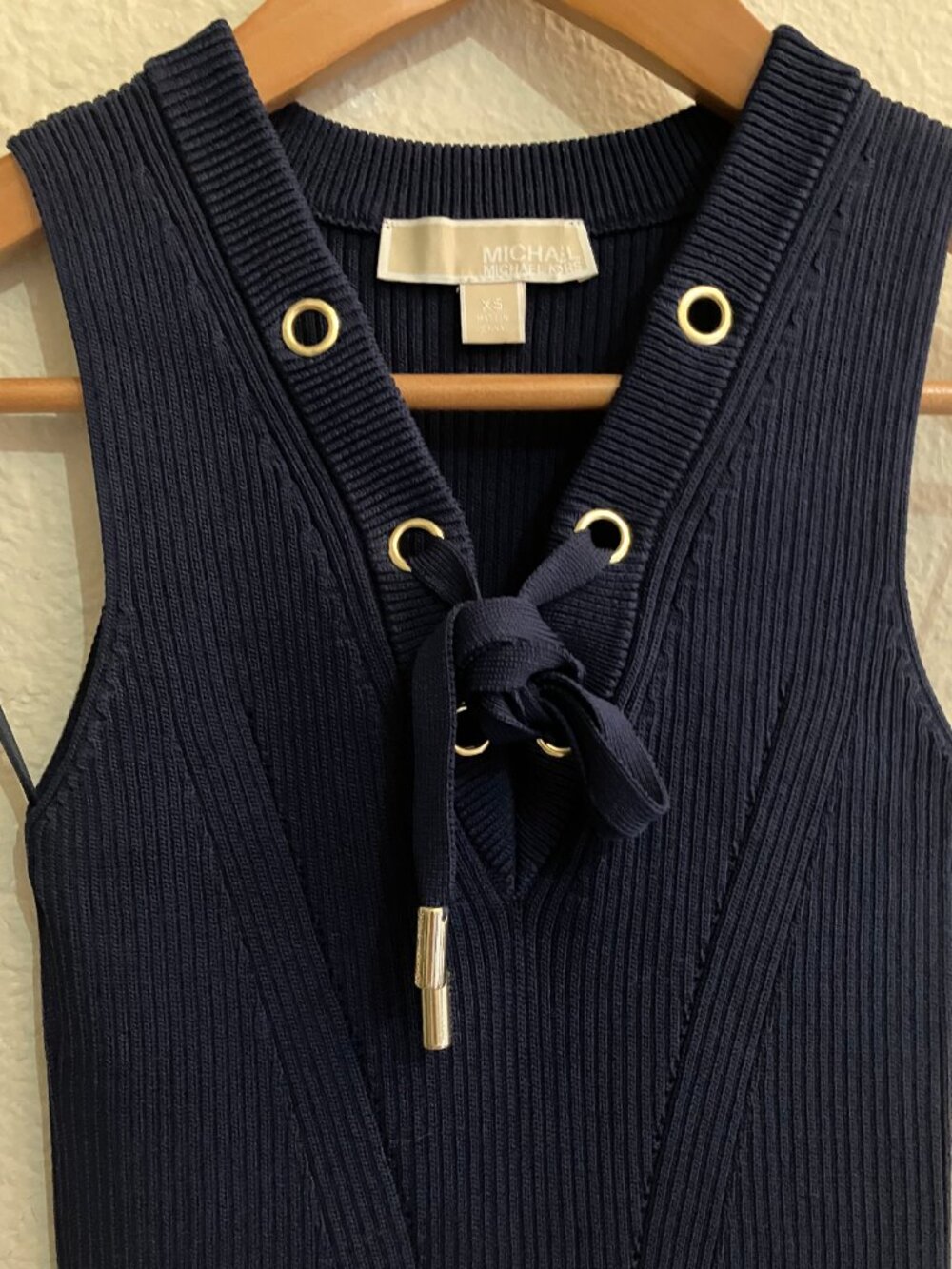 Michael Michael Kors Navy Blue Sleeveless Ribbed Dress Size XSmall